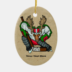 Moose Hockey Ceramic Ornament
