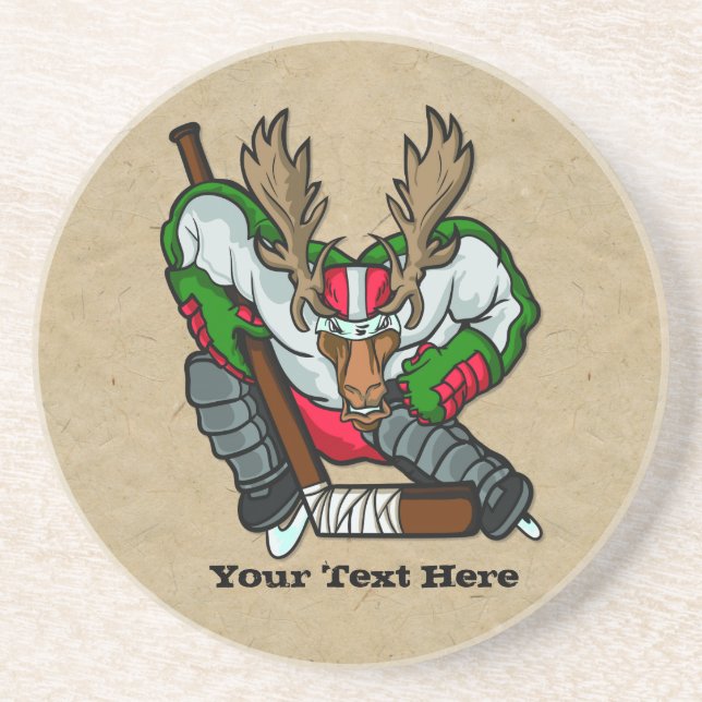 Moose Hockey Drink Coaster (Front)