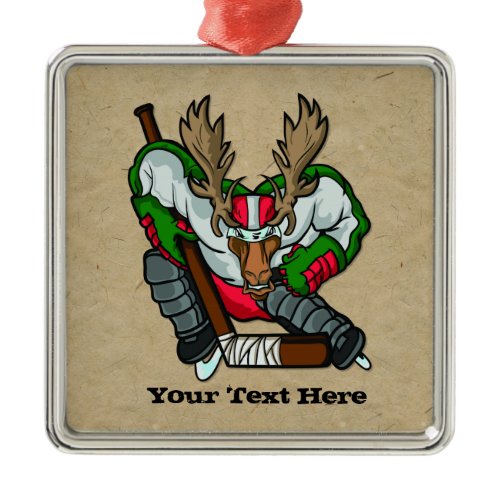 Moose Hockey Metal Ornament