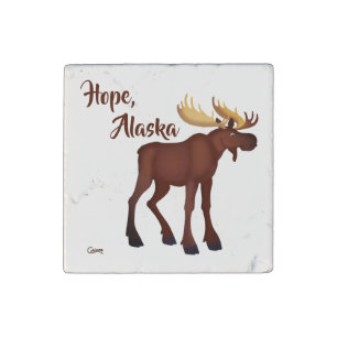 Moose, Hope, Alaska - Marble Magnet