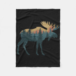 Moose Hunting Hiking Outdoor Camping Forest Men Wo Fleece Blanket