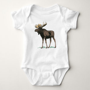 moose illustration baby bodysuit