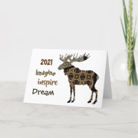 Moose Imagine Inspire Dream Folded Holiday Card