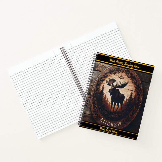 Moose in a dusky forest notebook (Inside)