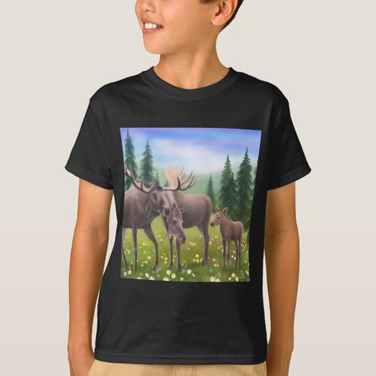 Moose in a Northern Forest Kids Dark T-Shirt