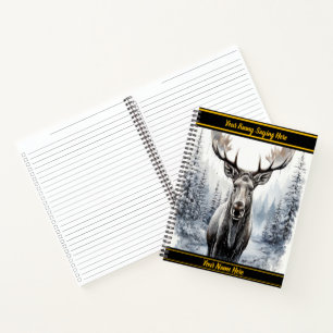 Moose in a snowy forest notebook