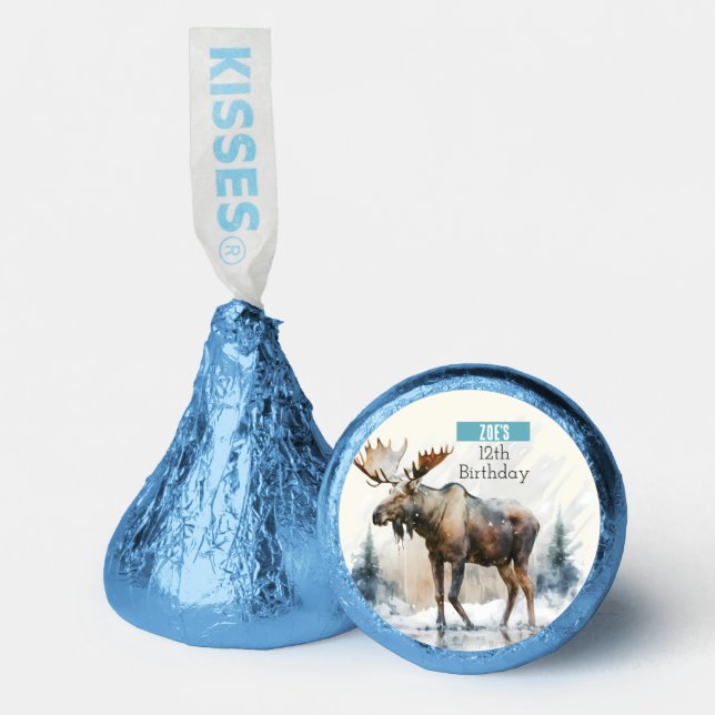 Moose in a snowy Landscape -  Birthday Party - Hershey®'s Kisses® (Front)