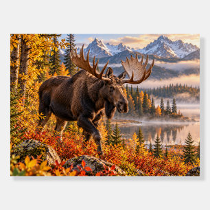 Moose in Autumn Mountain Wilderness Landscape Foam Board