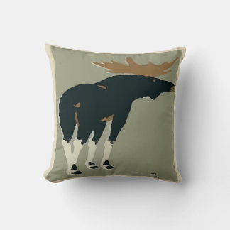 Moose in Black and Grey Throw Pillow