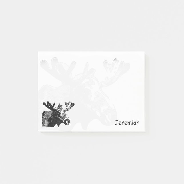 Moose in Black and White Post-it Notes (Front)