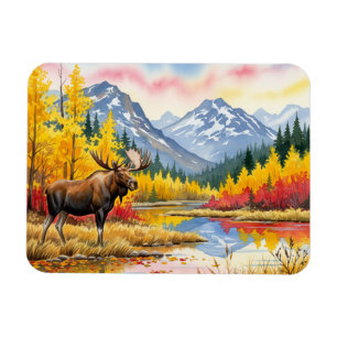 Moose in Denali National Park Alaska Vintage Magnet