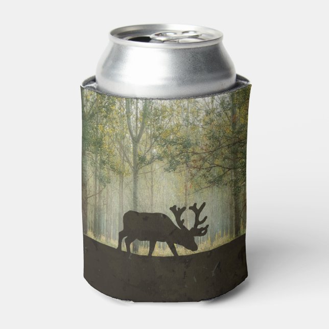 Moose in Forest Illustration Can Cooler (Can Front)