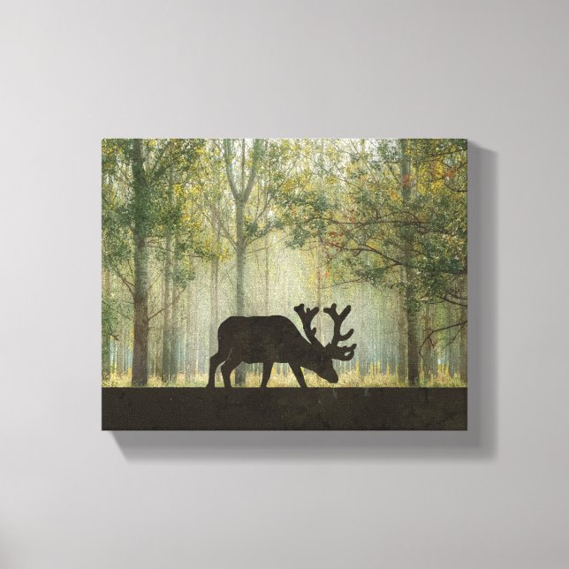 Moose in Forest Illustration Canvas Print (Front)