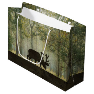 Moose in Forest Illustration Large Gift Bag