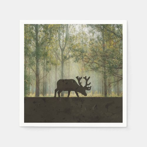 Moose in Forest Illustration Napkins