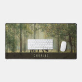 Moose in Forest Illustration Personalized Desk Mat (Keyboard & Mouse)