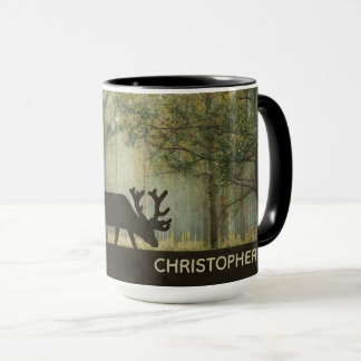 Moose in Forest Illustration Personalized Mug