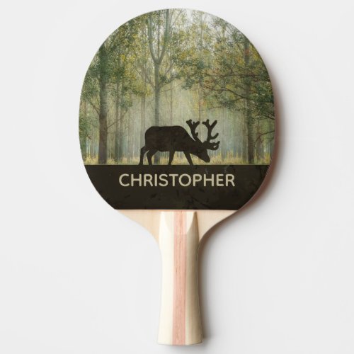 Moose in Forest Illustration Personalized Ping Pong Paddle
