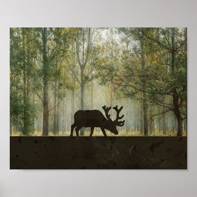 Moose in Forest Illustration Poster (Front)