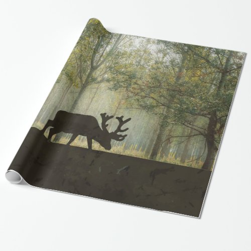 Moose in Forest Illustration Wrapping Paper