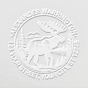 Moose in Forest Landscape Name Ret Address #2 Embosser