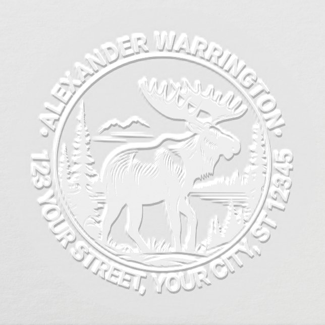 Moose in Forest Landscape Name Ret Address #2 Embosser (Design)