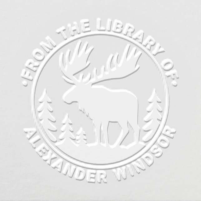 Moose in Forest Silhouette Library Book Name #2 Embosser (Design)