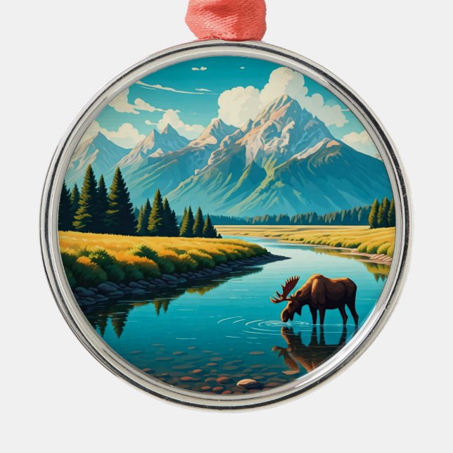 Moose in Grand Teton National Park Metal Ornament (Front)
