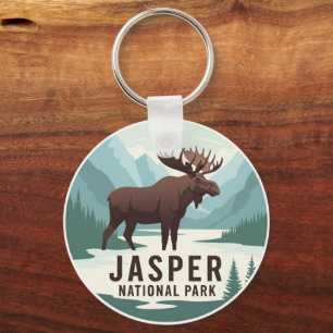 Moose in Jasper National Park Canada Travel Keychain