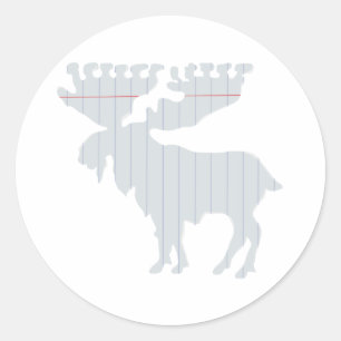 Moose in notebook page - Choose background color Classic Round Sticker