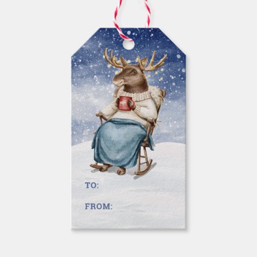 Moose in Rocking Chair Gift Tags