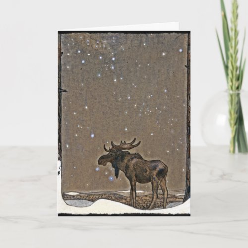 Moose in Snow Holiday Card