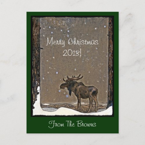 Moose in Snow Holiday Postcard