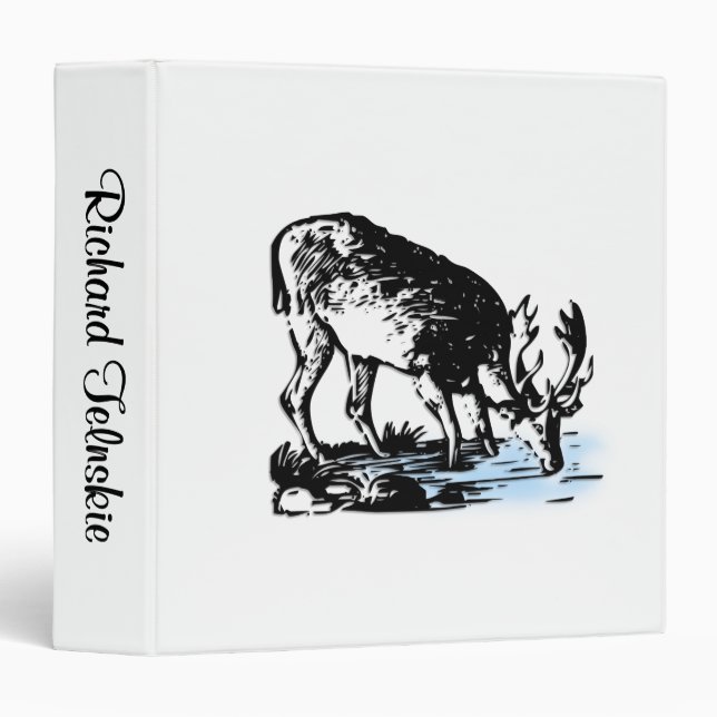 Moose in Stream Personalized 3 Ring Binder (Front/Spine)