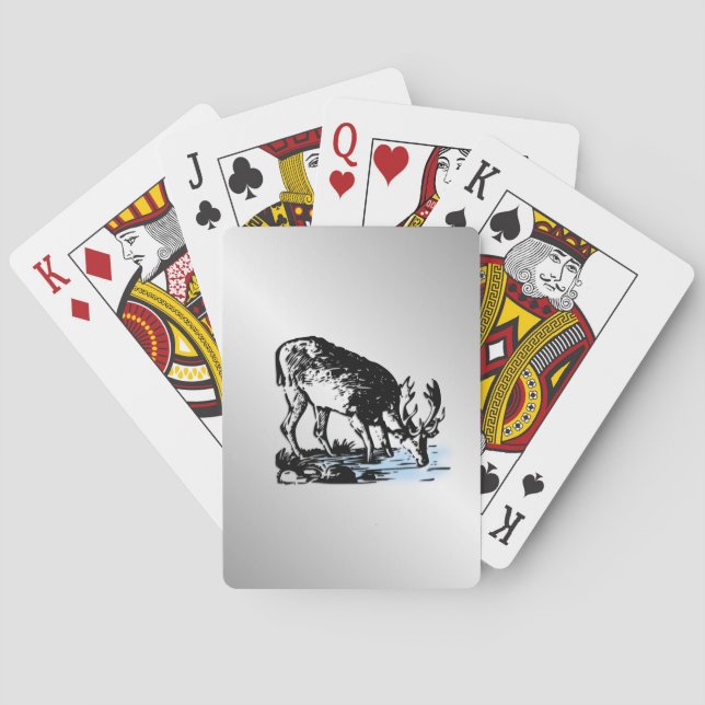 Moose in Stream Poker Cards (Back)