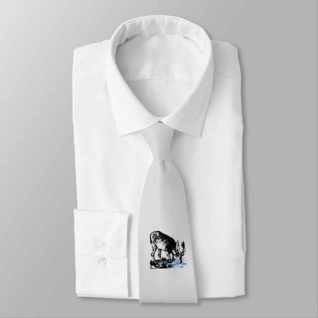 Moose in Stream Tie (Tied)