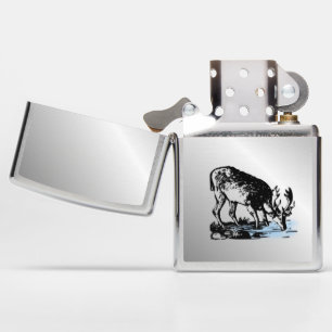 Moose in Stream Zippo Lighter