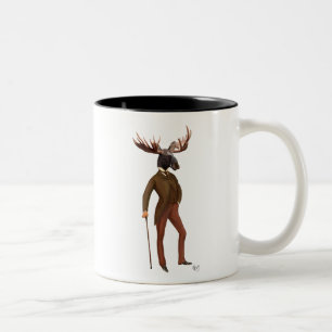 Moose In Suit Full 2 Two-Tone Coffee Mug