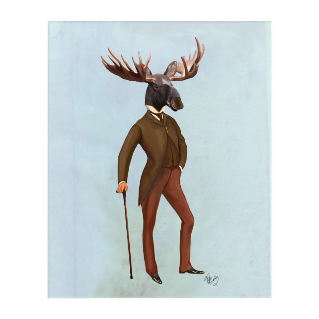 Moose In Suit Full Acrylic Print (Front)