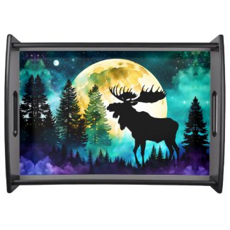 Moose in the forest Full moon 