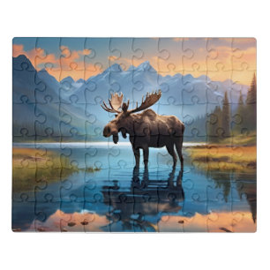 Moose in the lake jigsaw puzzle