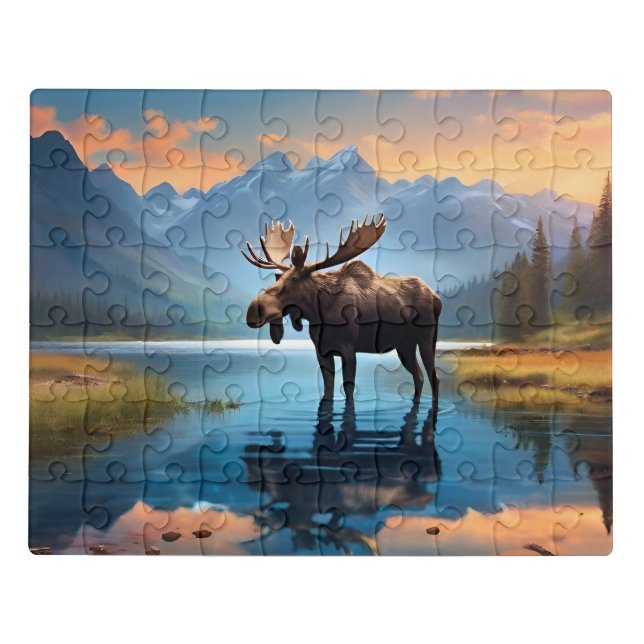 Moose in the lake jigsaw puzzle (Puzzle Horizontal)