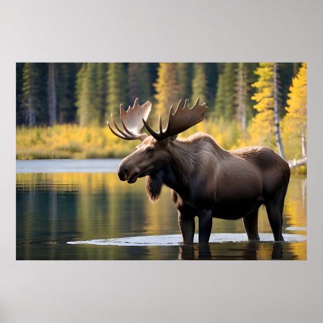 Moose in the lake poster (Front)