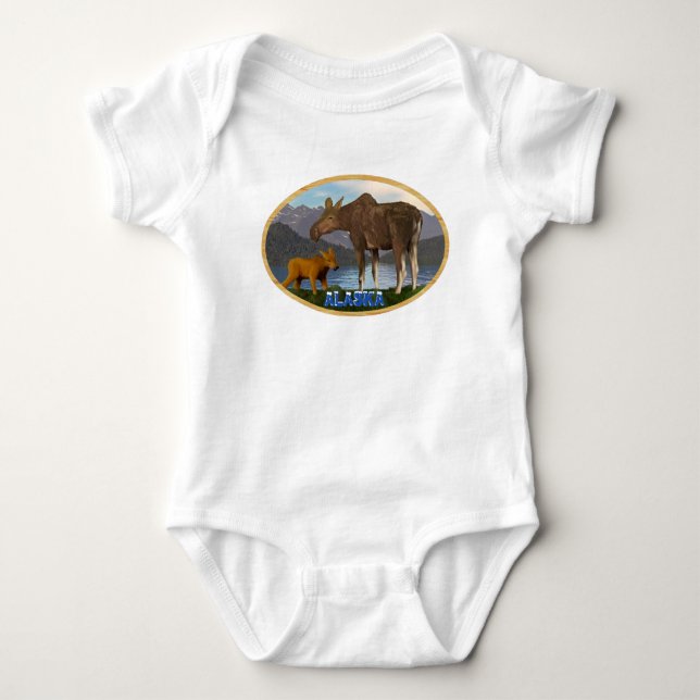 Moose in the Meadow Baby Bodysuit (Front)