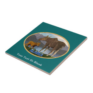 Moose in the Meadow Ceramic Tile