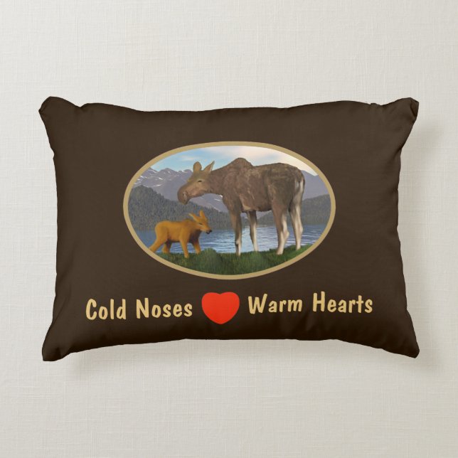 Moose in the Meadow Decorative Pillow (Front)