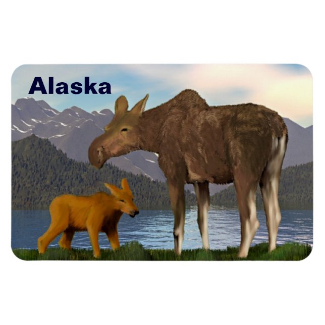 Moose in the Meadow Magnet (Horizontal)