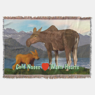 Moose in the Meadow Throw Blanket