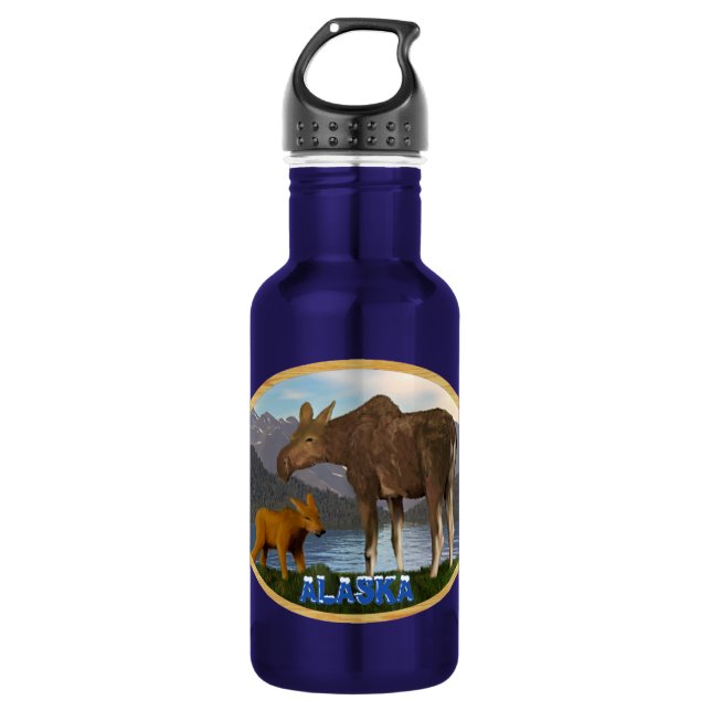 Moose in the Meadow Water Bottle (Front)