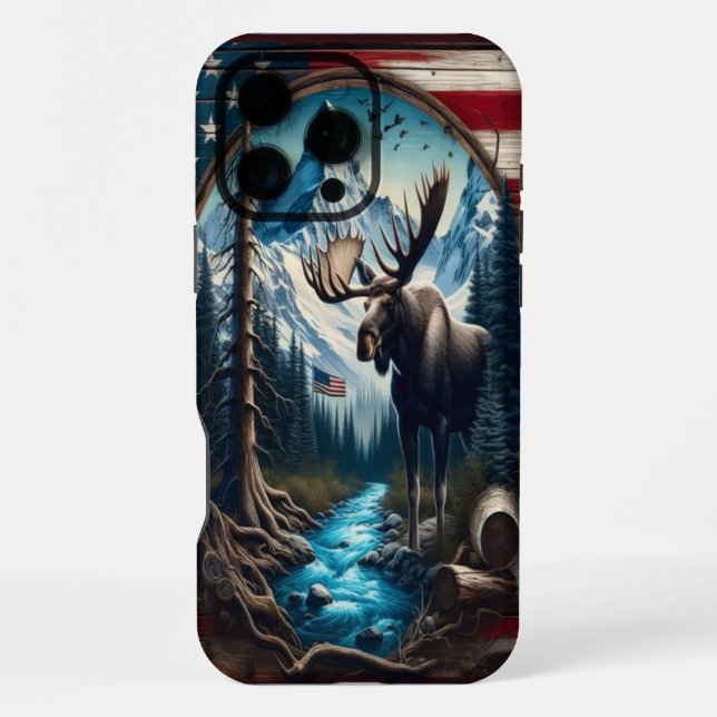 Moose In The Mountains Iphone Case (Back)